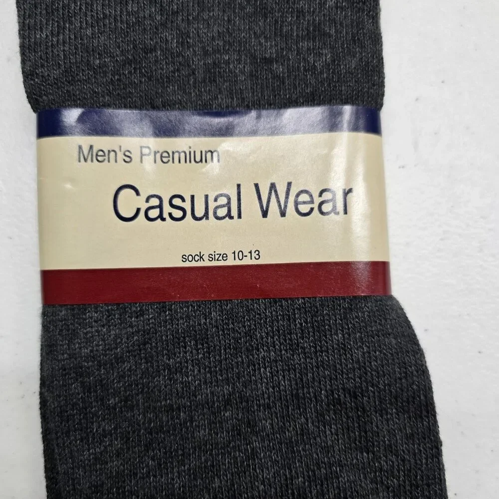Vintage Casual Wear Mens Socks 1 Pair Gray 10-13 Cotton Nylon
